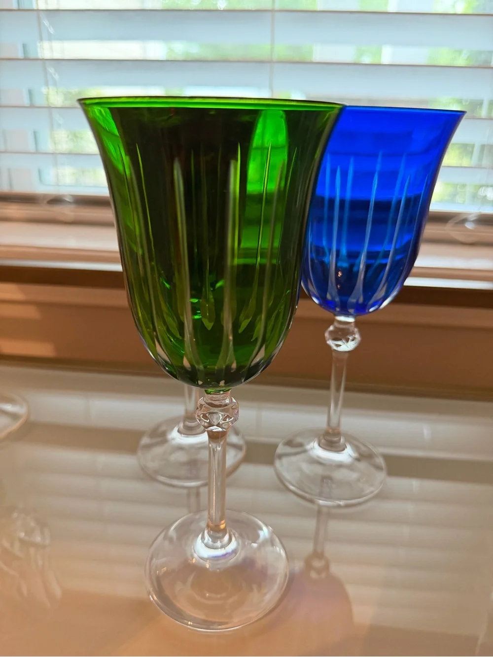 Vintage Le Sielle Cut to Clear Wine Glasses Set of 4
